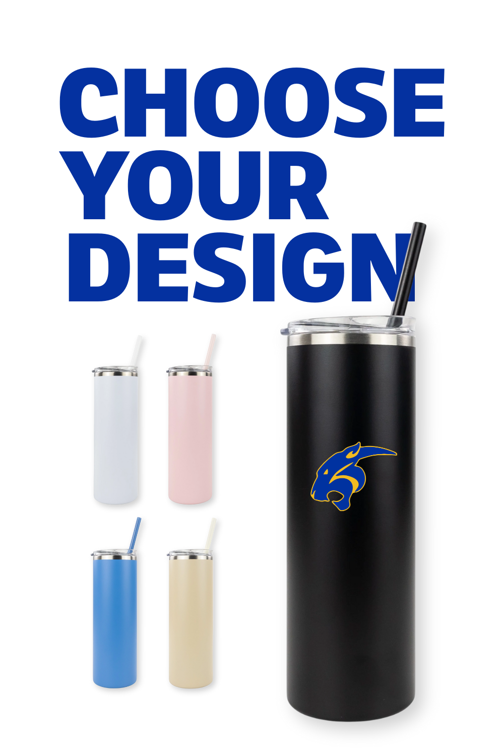 (CUSTOMIZABLE) Athletics 20oz Powder Coated Skinny Tumbler