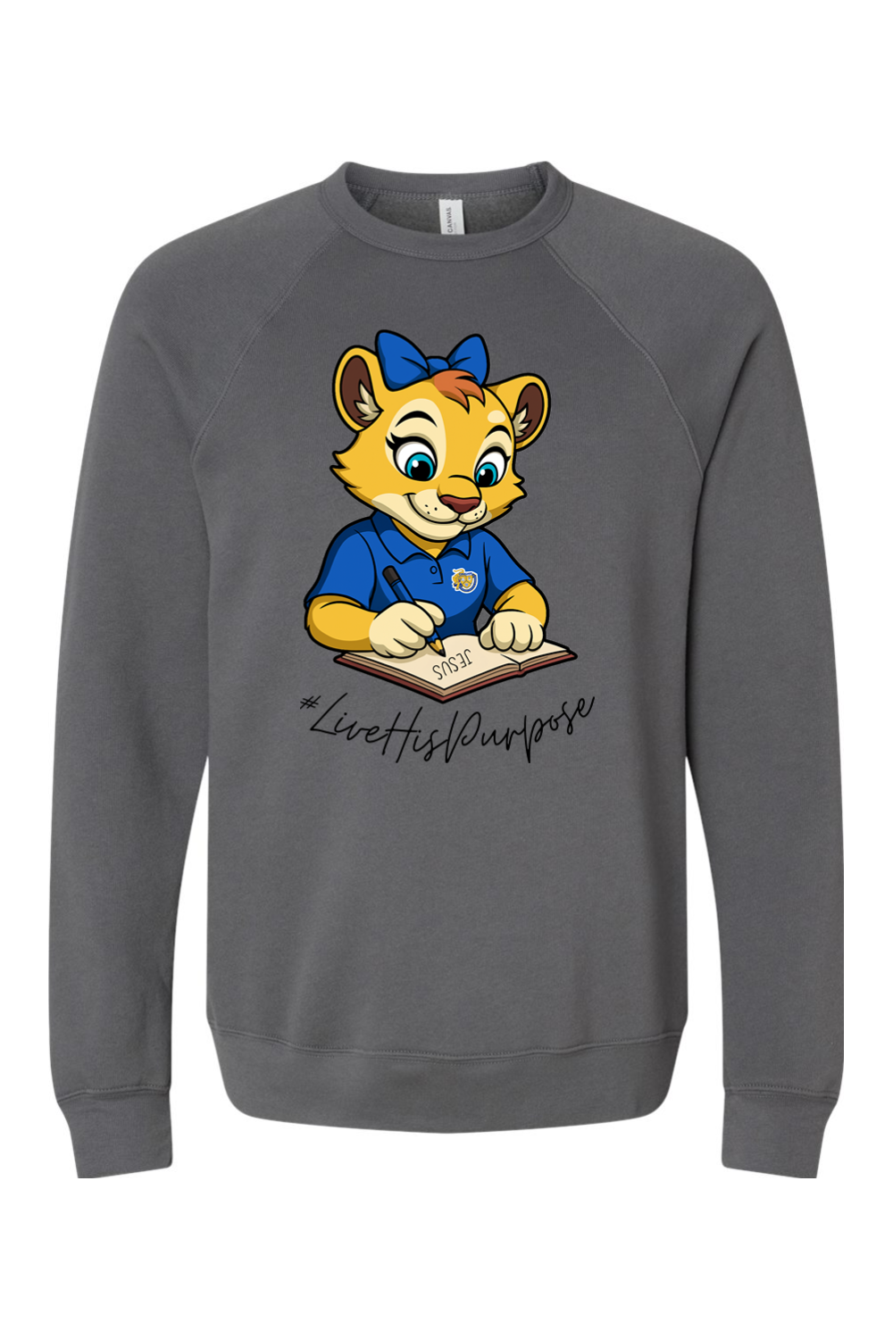 (ADULT) Bella + Canvas Sponge Fleece Raglan Crewneck Sweatshirt - Roary #livehispurpose
