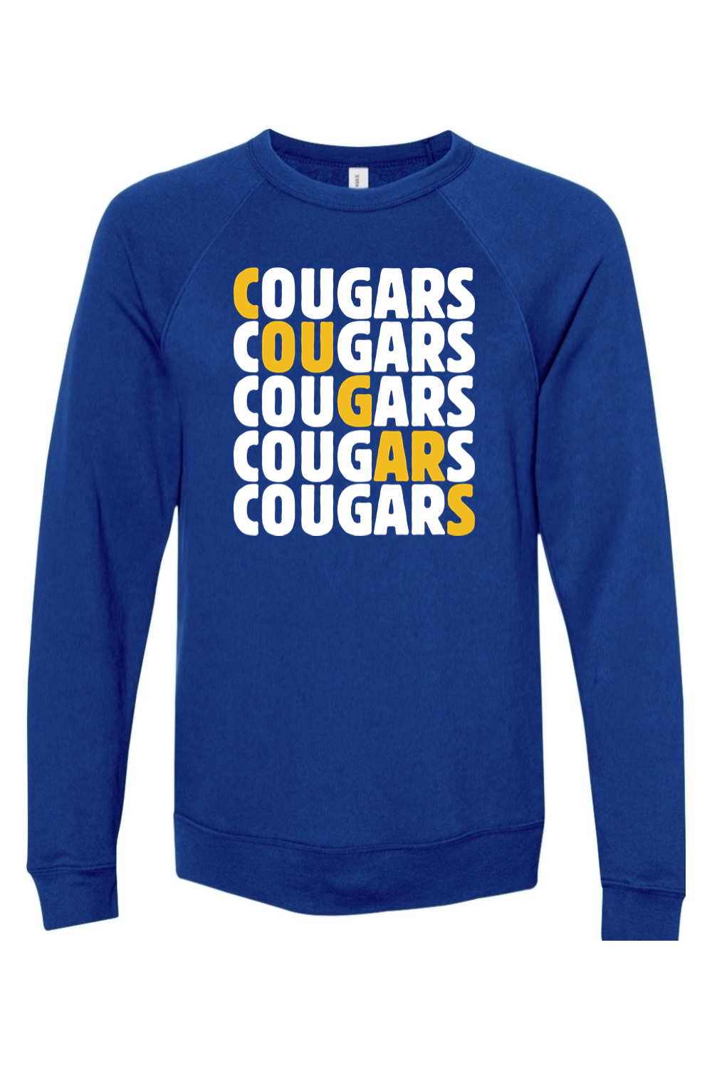 (ADULT) Bella + Canvas Sponge Fleece Raglan Crewneck Sweatshirt - Cougars
