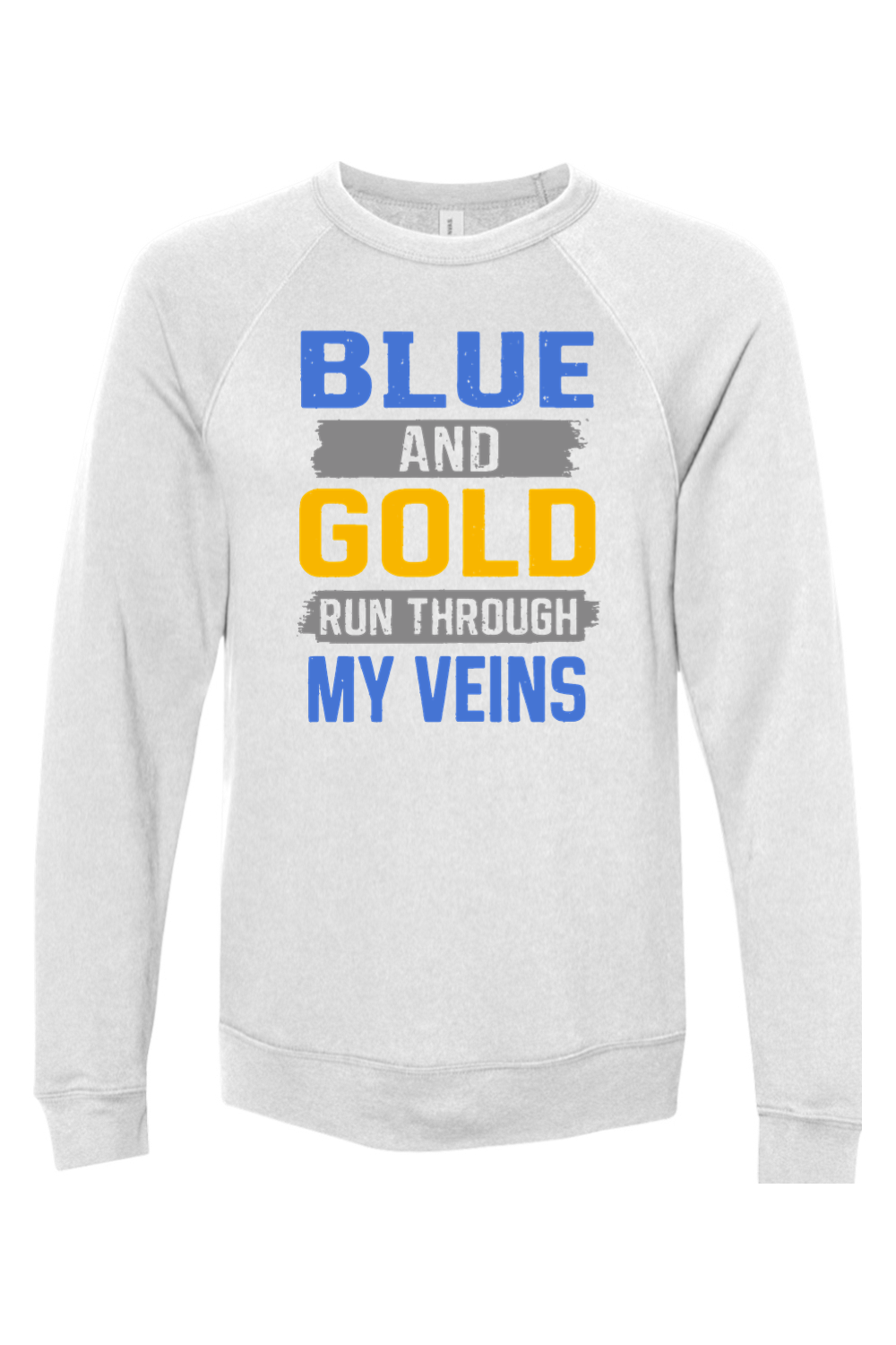 (ADULT) Bella + Canvas Sponge Fleece Raglan Crewneck Sweatshirt - Blue and Gold