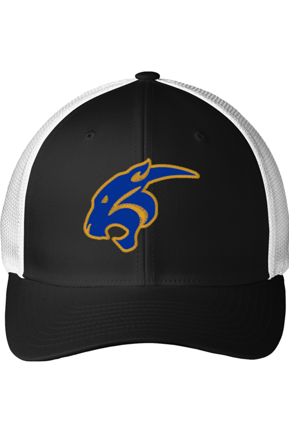 (ADULT) Embroidered Port Authority Flexfit Mesh Back Cap - Cougar Head