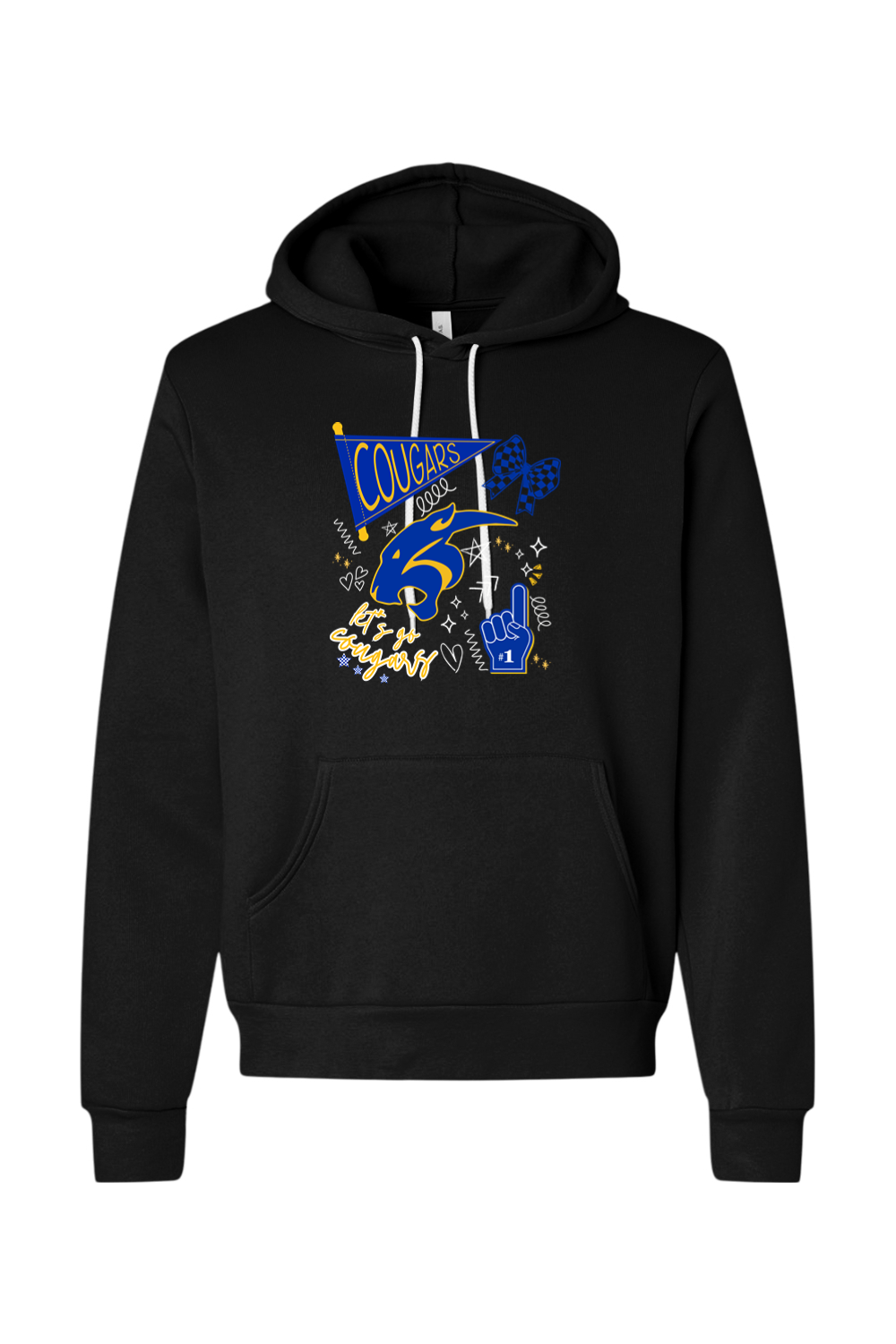 (ADULT) Bella + Canvas Sponge Fleece Hoodie - Cougars Doodle