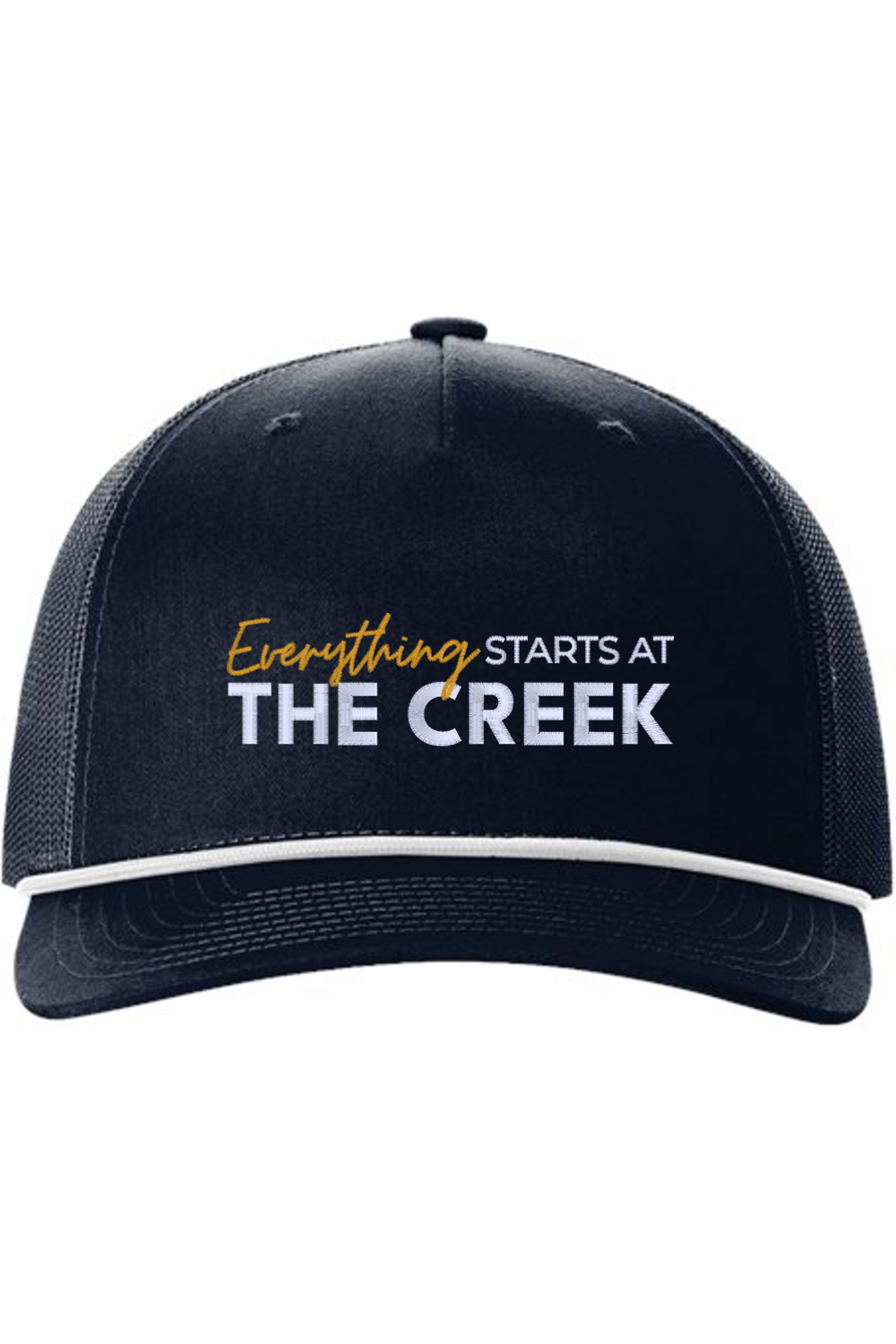 (ADULT) Embroidered Richardson Five-Panel Trucker with Rope Cap - Everything Starts at the Creek