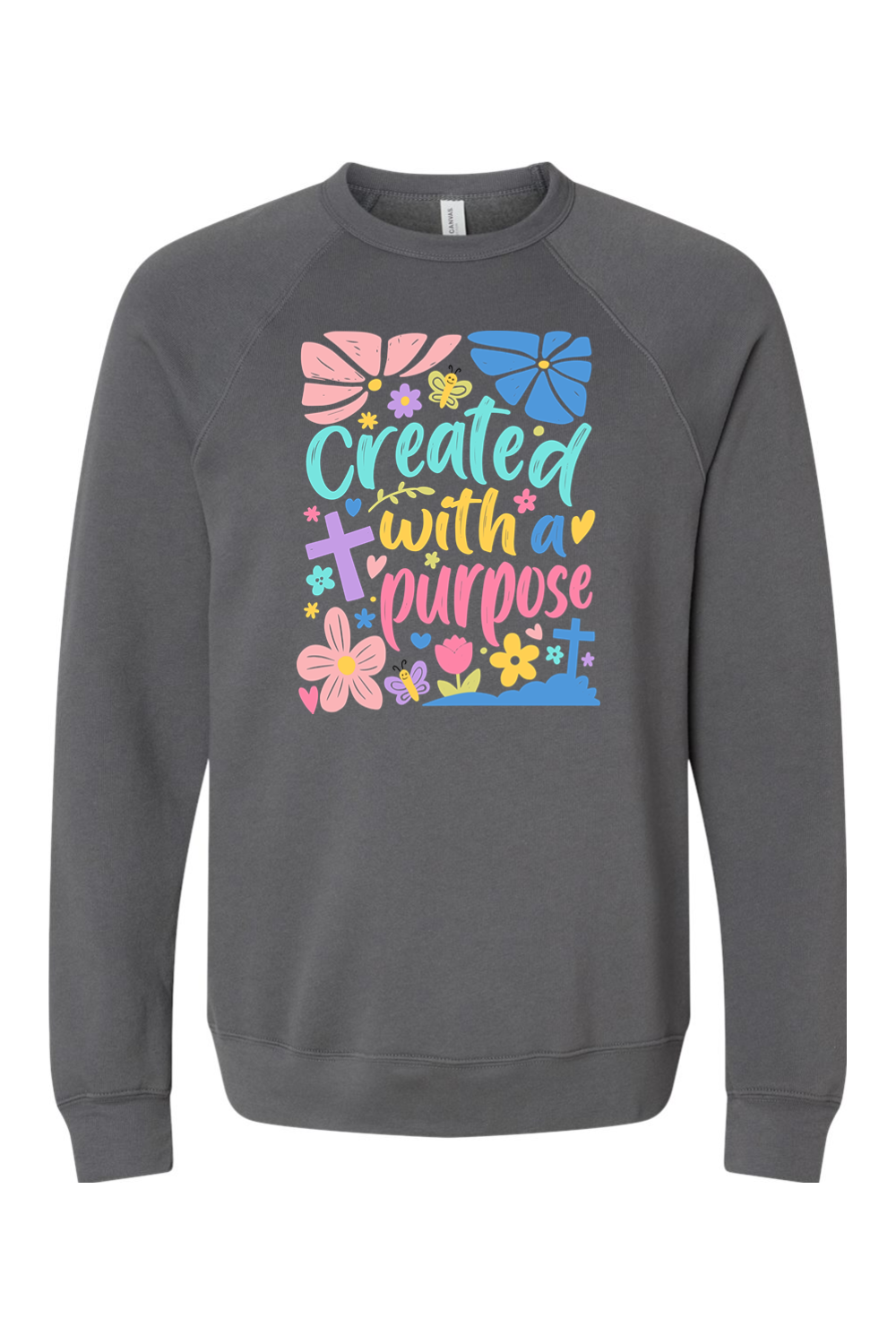 (ADULT) Bella + Canvas Sponge Fleece Raglan Crewneck Sweatshirt - Created With a Purpose