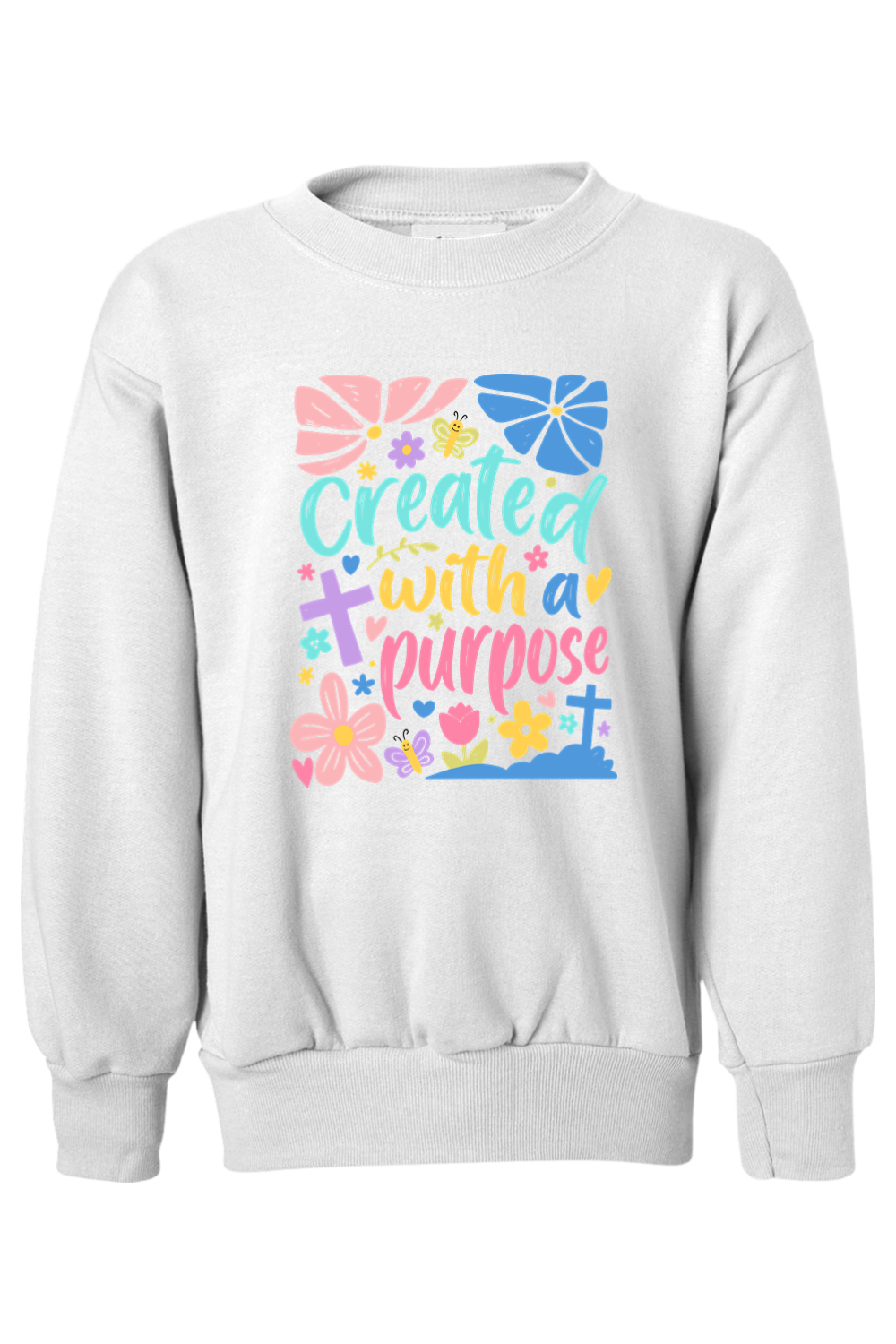 (YOUTH) Hanes Ecosmart Youth Crewneck Sweatshirt - Created With a Purpose
