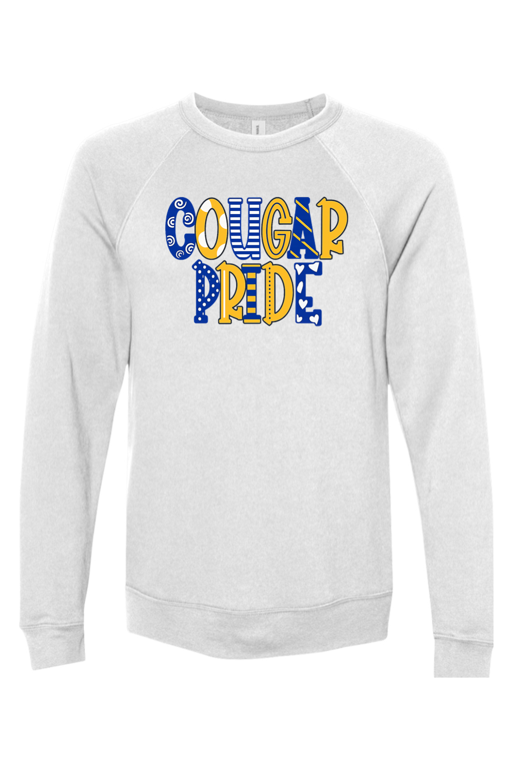 (ADULT) Bella + Canvas Sponge Fleece Raglan Crewneck Sweatshirt - Cougar Pride