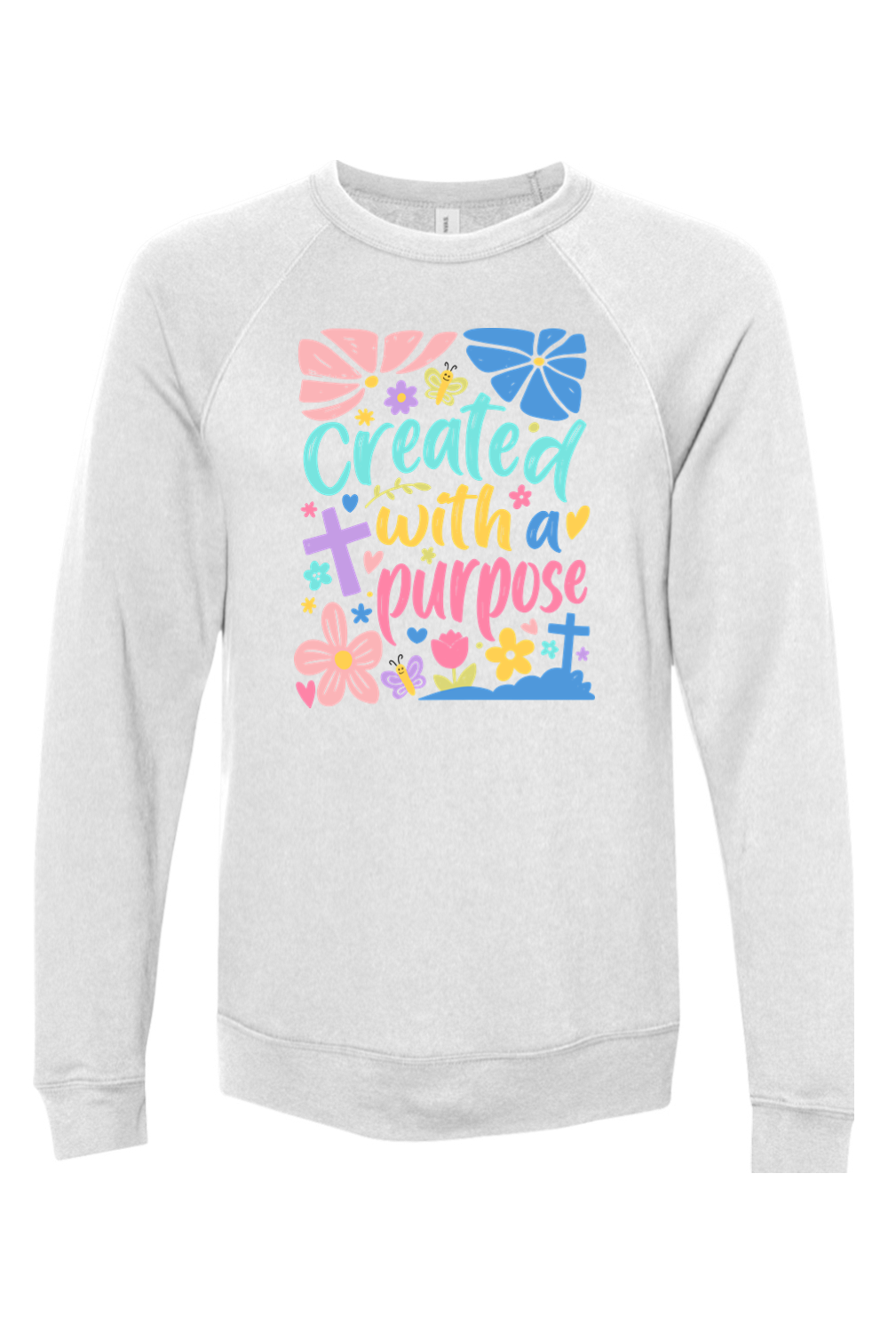 (ADULT) Bella + Canvas Sponge Fleece Raglan Crewneck Sweatshirt - Created With a Purpose
