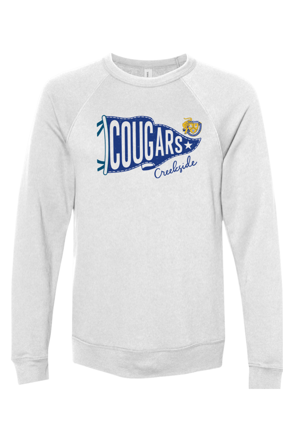 (ADULT) Bella + Canvas Sponge Fleece Raglan Crewneck Sweatshirt - Cougar Flag